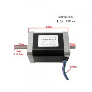 NEMA 17 Stepper Motor Dual Shaft Bipolar 1.8 deg 1.5 A 0.75 N-m 42x63 mm with Rear Shaft